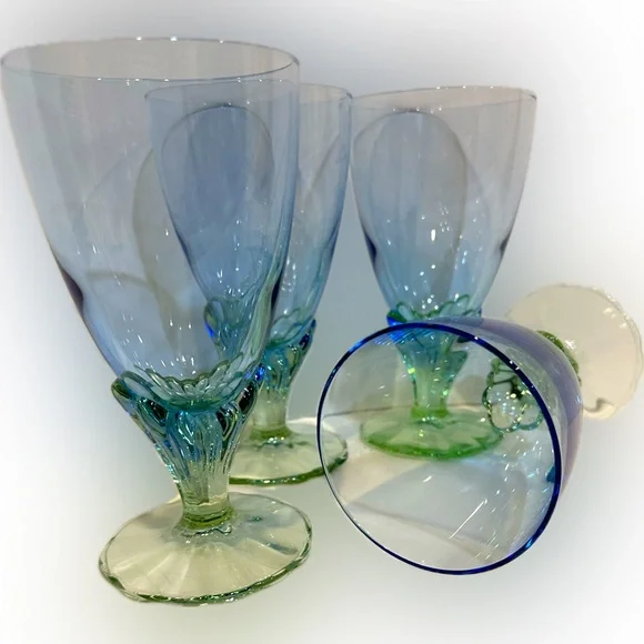 VTG BORMIOLI ROCCO BAHIA FOOTED GOBLET ITALY SET OF 4 5 5/8” JUICE WATER WINE DC - Picture 2 of 10